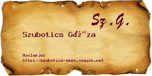 Szubotics Géza névjegykártya